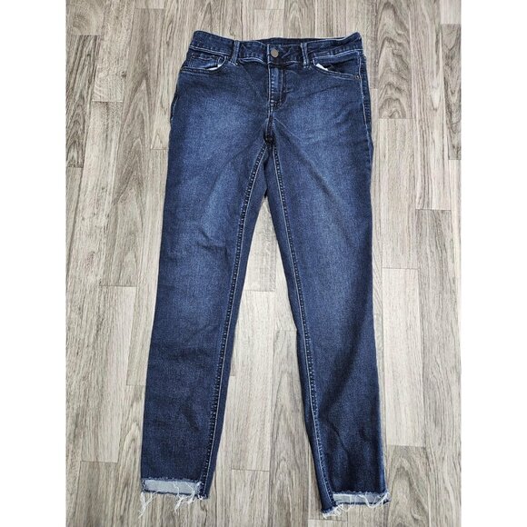 (3/$35) Old Navy Rockstar Super Skinny Jeans Womens 2 Blue Wash Raw Frayed Hem - Picture 1 of 11